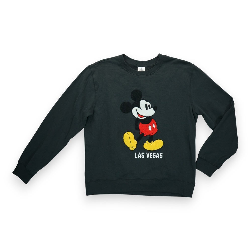 DISNEY LOS ANGELES Women's Black Crewneck Mickey Mouse Fleece Soft‎ Medium